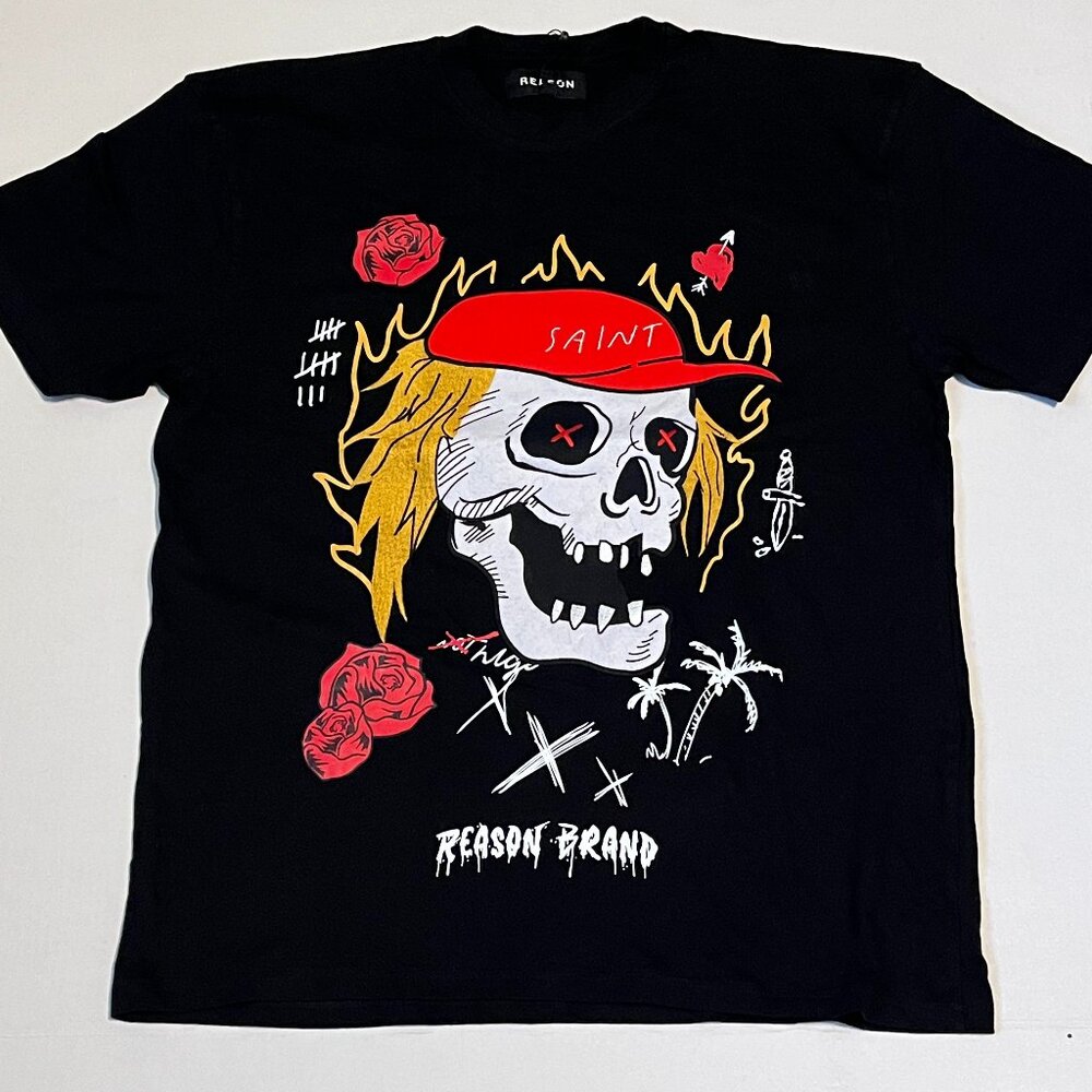 Reason brand clothing shirt skull patchwork Mens size XL NWT